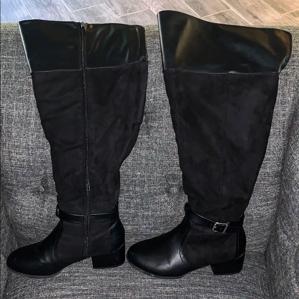 Torrid 8.5 Black Over Knee Boots WIDE calf & width